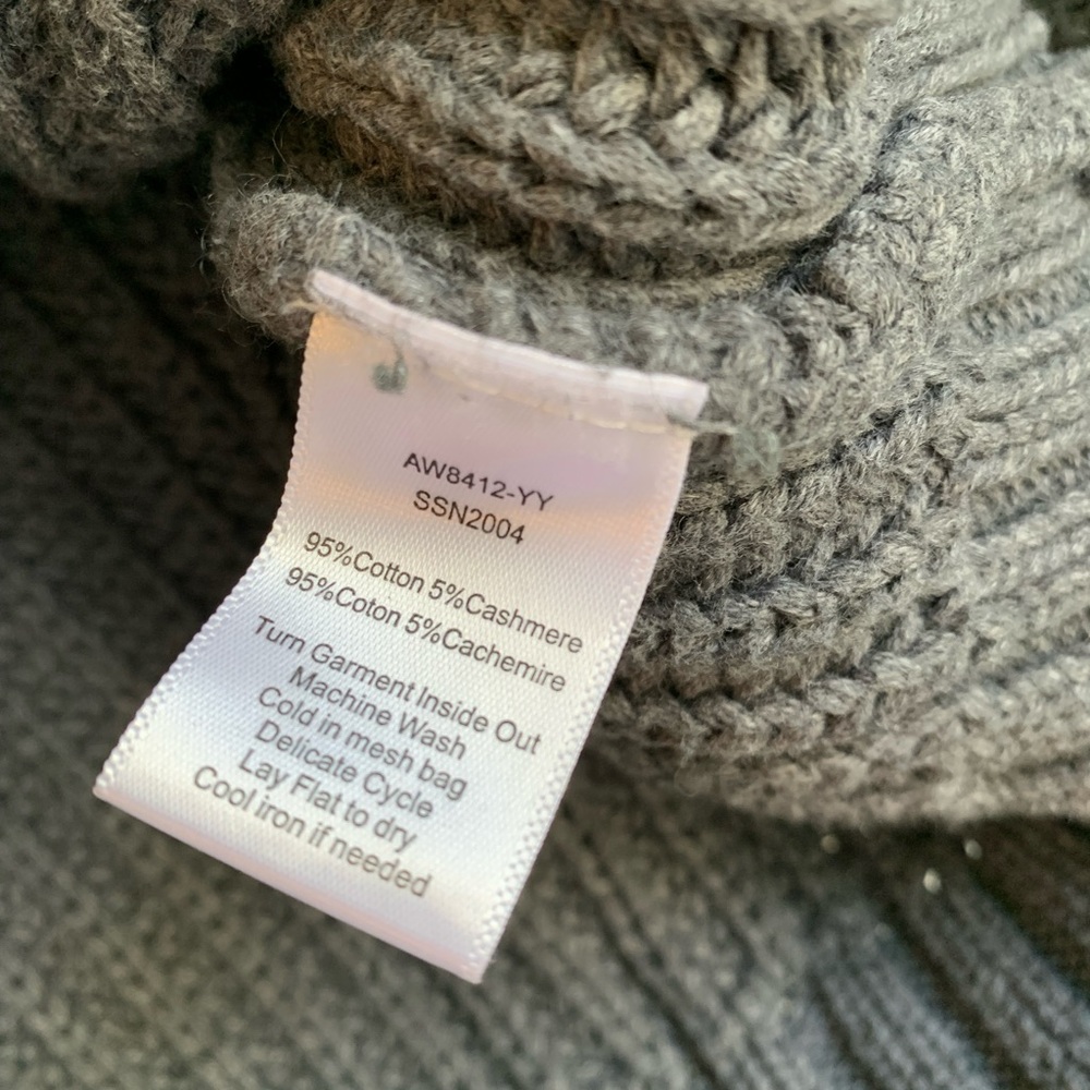 Revolve ATM Cotton-Cashmere Sweater Chunky V-Neck Pullover V neck Gray Medium - Picture 5 of 6